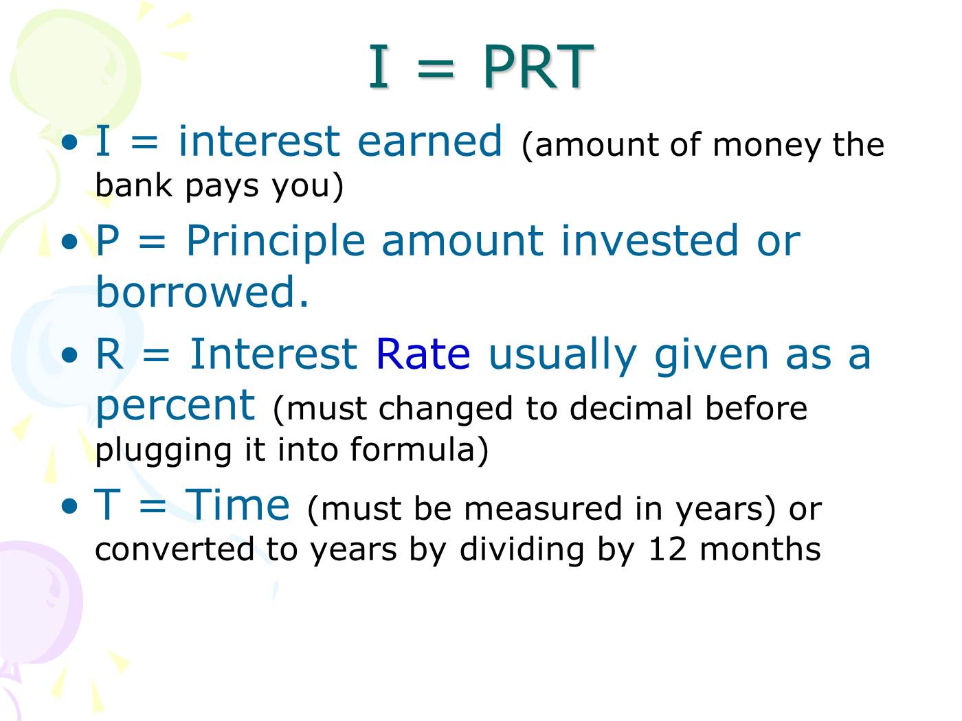 powerpoint on simple interest powerpoint presentation ppt i prt solve for t